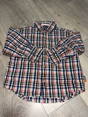 Gymboree Boys Plaid Button-Down Shirt - Navy, Red & Green